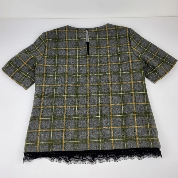 Banana Republic Wool Blend Green Plaid top short sleeve size small - Picture 11 of 12